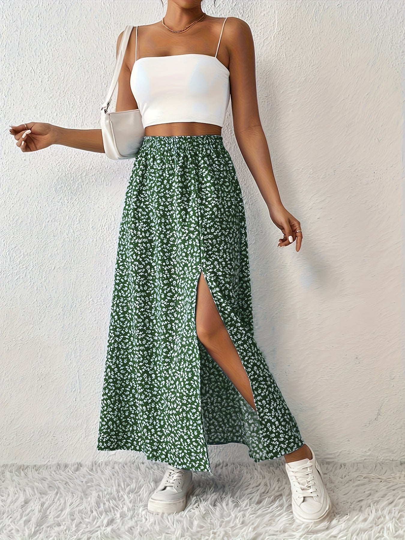 Eleganter Maxi Rock Blumenmuster Schlitz Rock Damen - BerlinGlamour