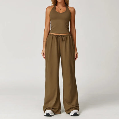 Damen Lounge Set Halter Top Crop Oberteil Bequem