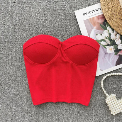 Damen Bustier-Top mit Rippenstruktur und Push-Up-Effekt