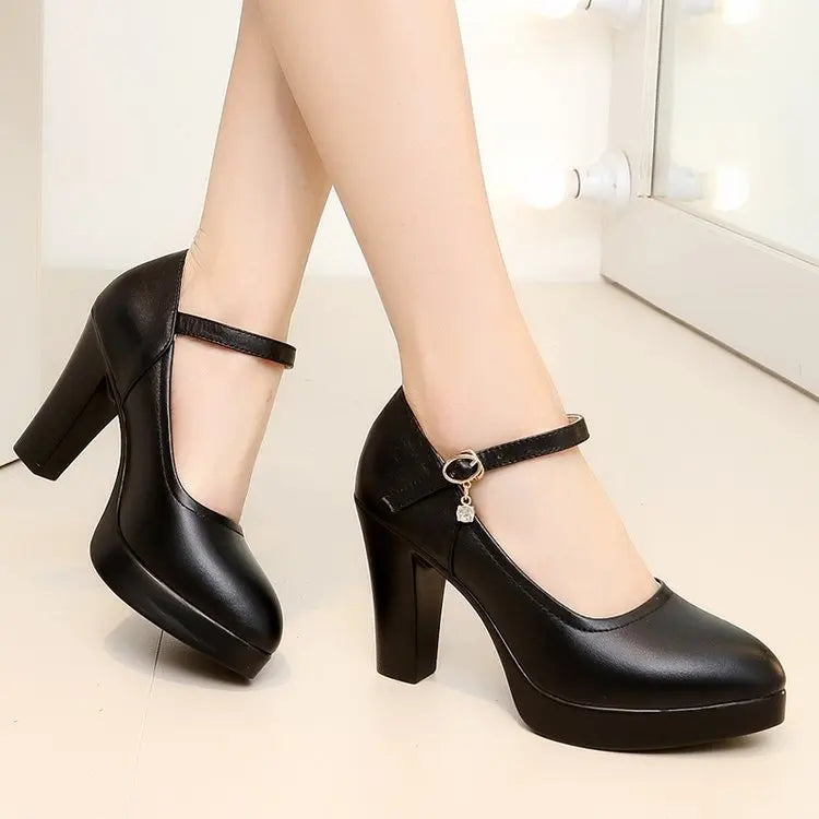 Leder Pumps Plateau Absätze Damen Schuhe - BerlinGlamour