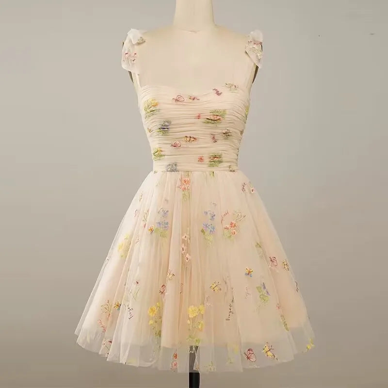 Kurzes Partykleid Grün Spitze Blumen Abendkleid