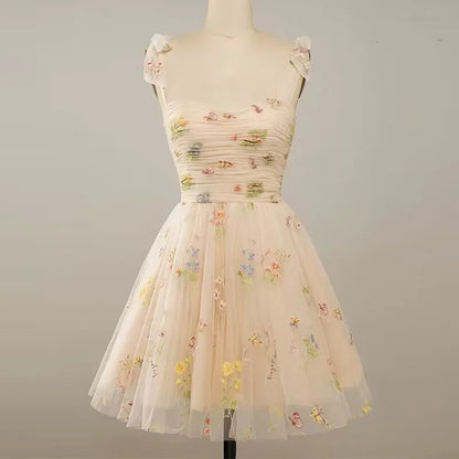Kurzes Partykleid Grün Spitze Blumen Abendkleid