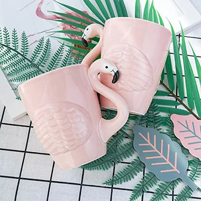 Keramik Teeset Rosa Flamingo Dekoratif Modern