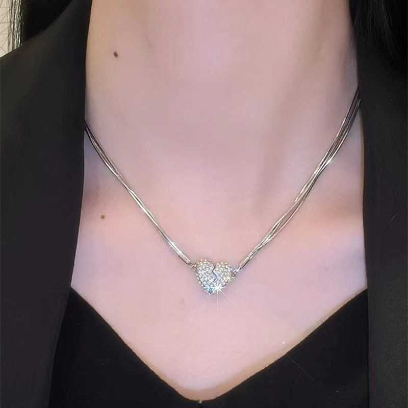 Herz Halskette Magnetische Zirkon Schmuck Elegant