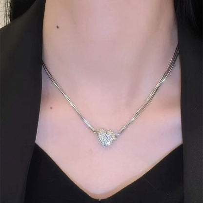 Herz Halskette Magnetische Zirkon Schmuck Elegant