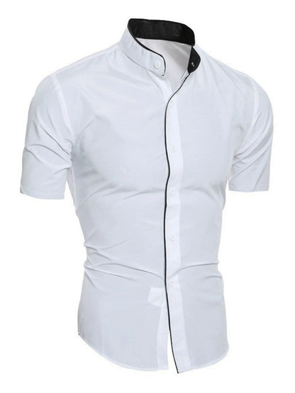 Business Hemd Slim Fit Kurzarm Stehkragen Modern