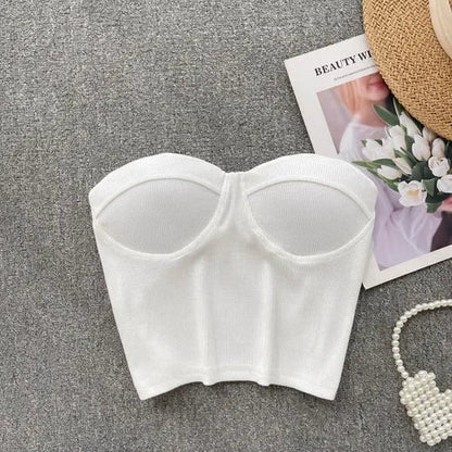Damen Bustier-Top mit Rippenstruktur und Push-Up-Effekt