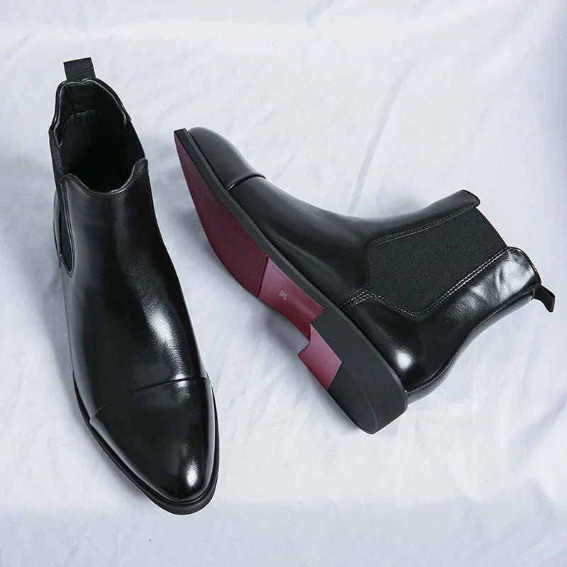 Leder Chelsea Stiefel Herren Schwarz Hochwertig