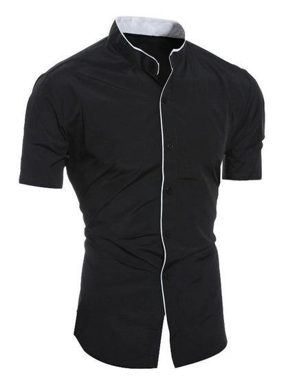 Business Hemd Slim Fit Kurzarm Stehkragen Modern