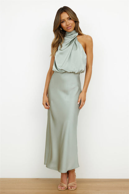 Elegantes Midikleid Asymmetrischer Ausschnitt Damenkleid