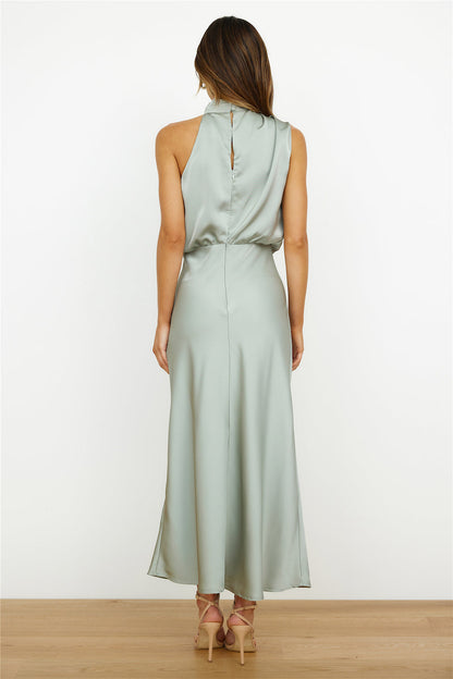 Elegantes Midikleid Asymmetrischer Ausschnitt Damenkleid