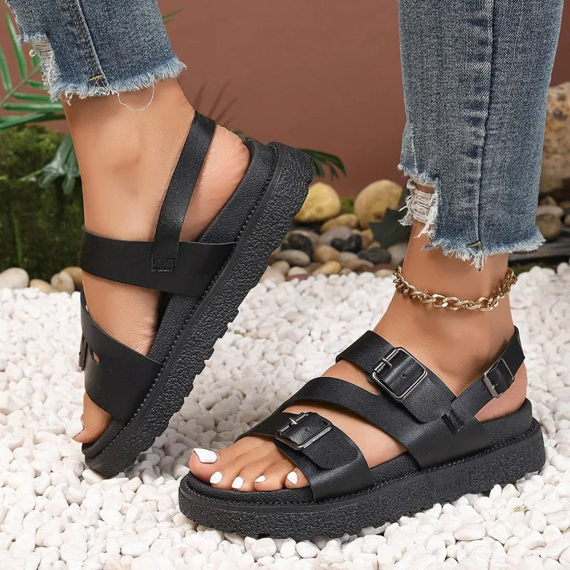 Vegane Sandalen Bequem Lederoptik Damen