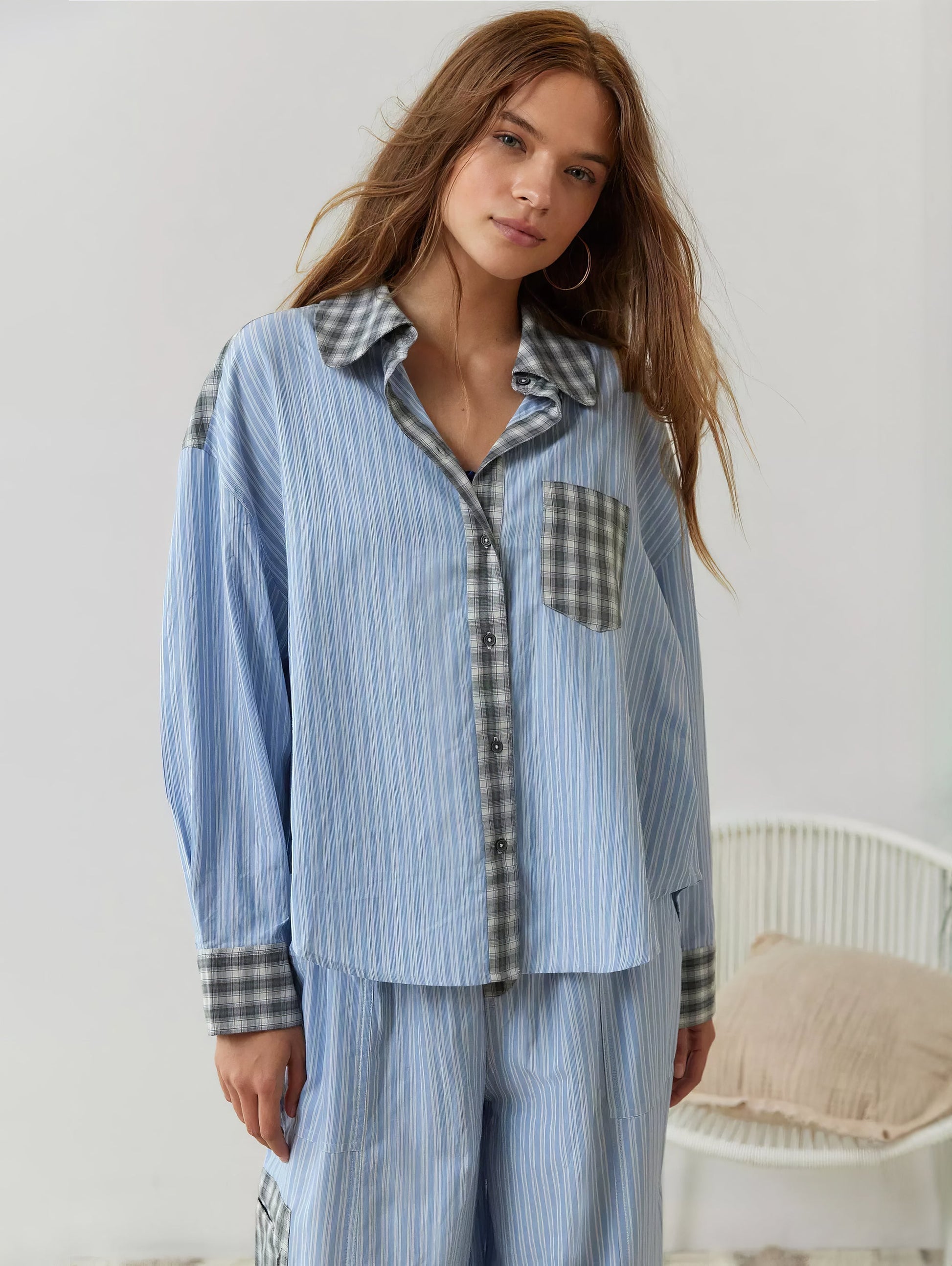 leichte Damen Pyjama im blau für Schlafen und Entspannen
