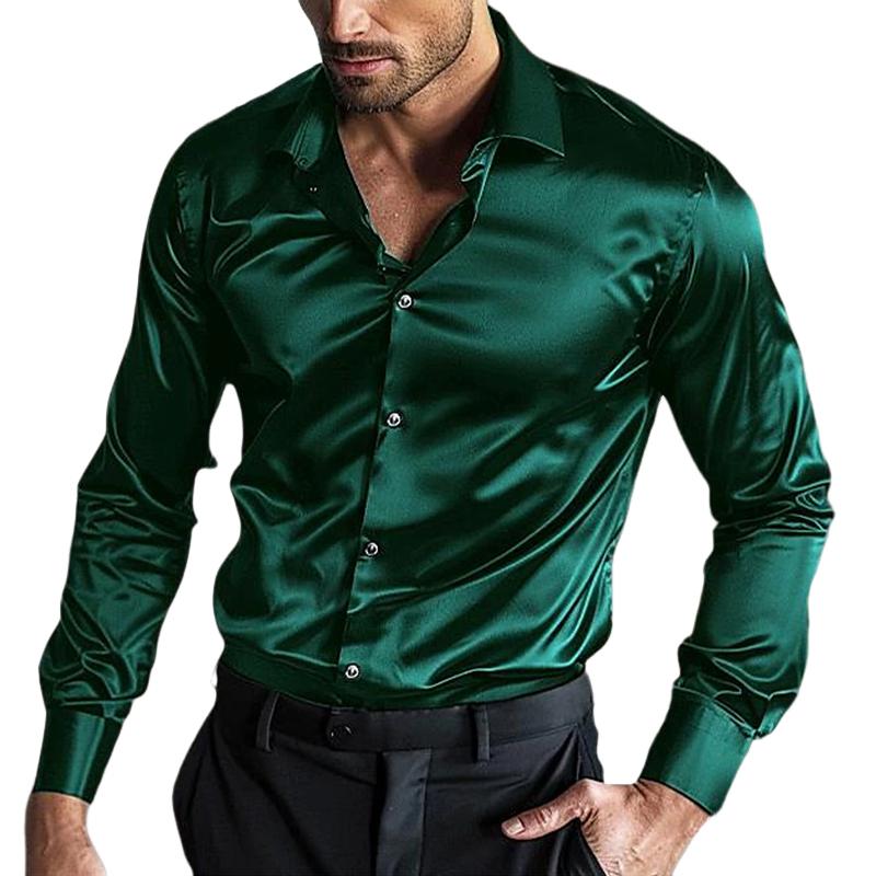 Herren Hemd Langarm Bügelfrei Satin Optik - BerlinGlamour