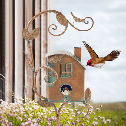 Vogelhaus Gartenstecker Metall Dekorativ Tierfreundlich