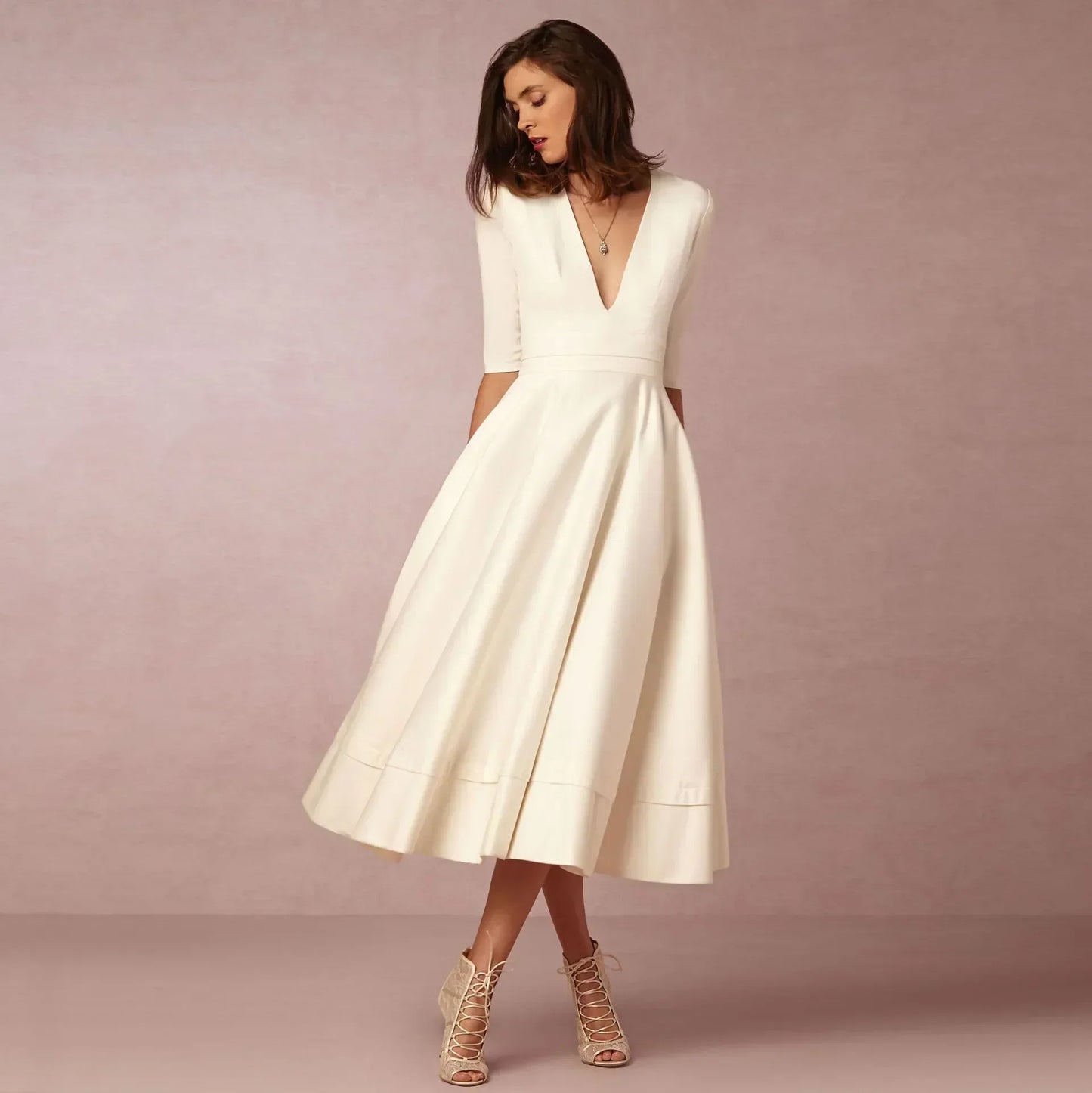 Elegantes Damen Midi Kleid Fließend Lang - BerlinGlamour