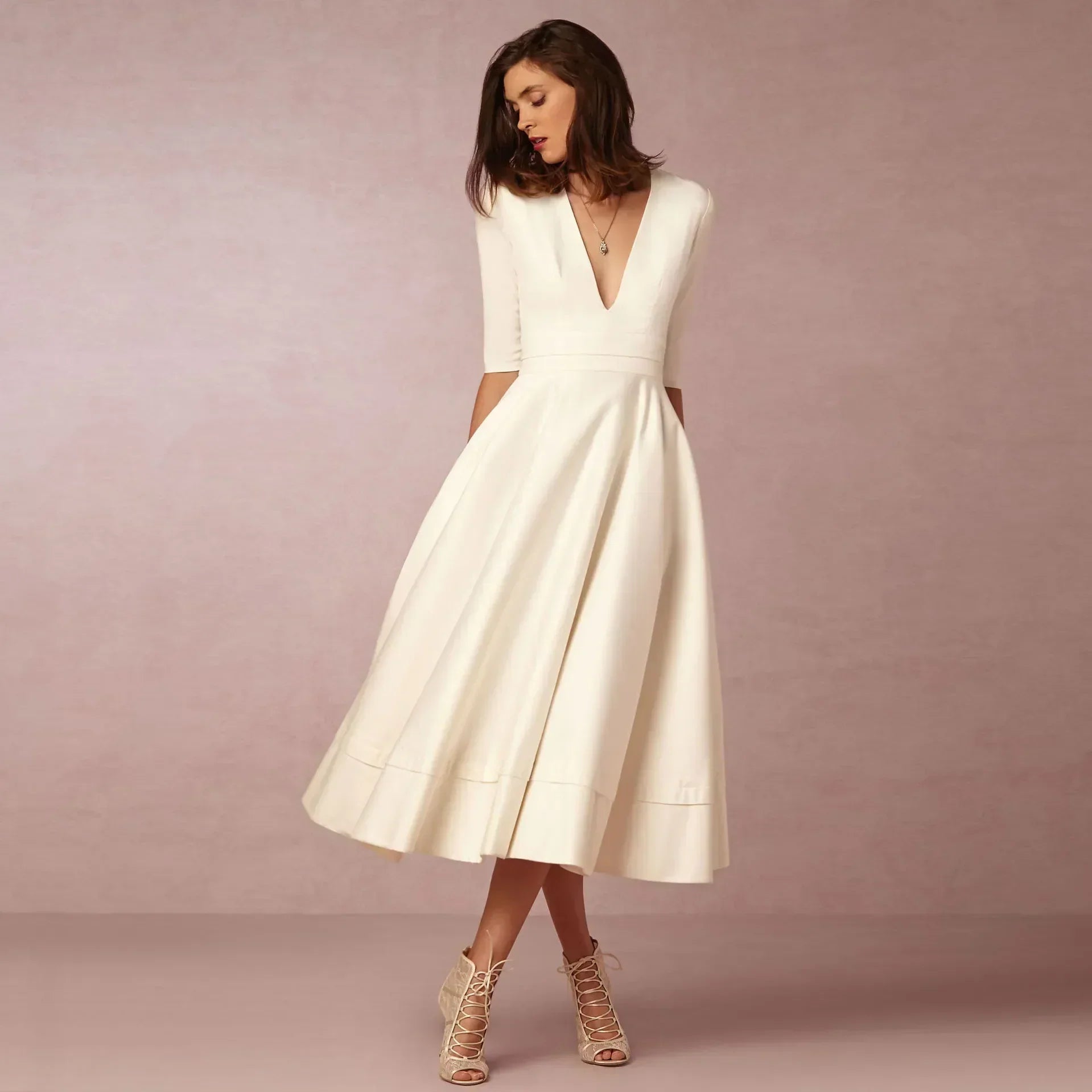 Elegantes Damen Midi Kleid Fließend Lang - BerlinGlamour