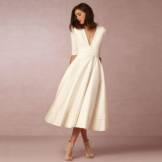 Elegantes Damen Midi Kleid Fließend Lang - BerlinGlamour