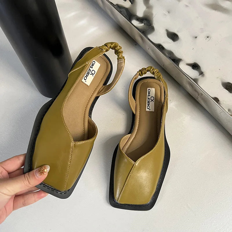 Damen Slingback Pumps Minimalistisch Flach - BerlinGlamour