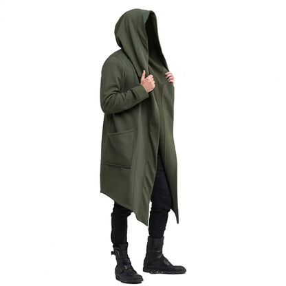 Gothic Strickjacke Herren Lang Kapuze Schwarze