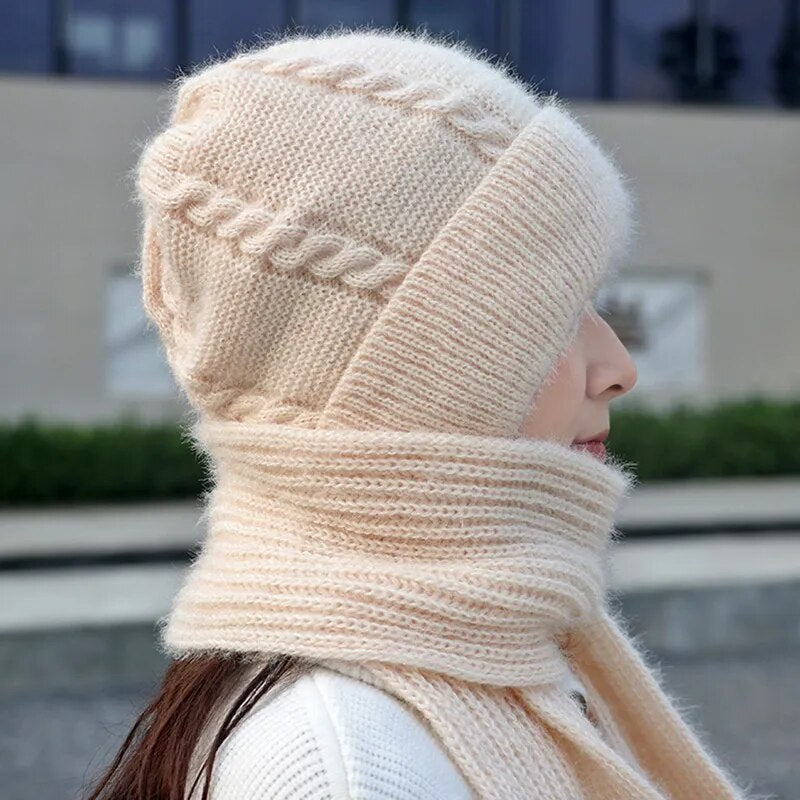 Warme Wintermütze Schal Plüsch Set