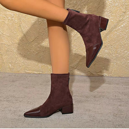 Damen Winter Stiefel Mit Blockabsatz Schwarz