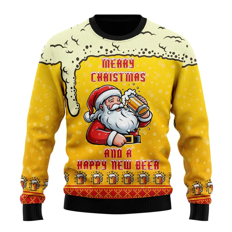 Herren Weihnachtspullover Lustig Bier Motiv - BerlinGlamour