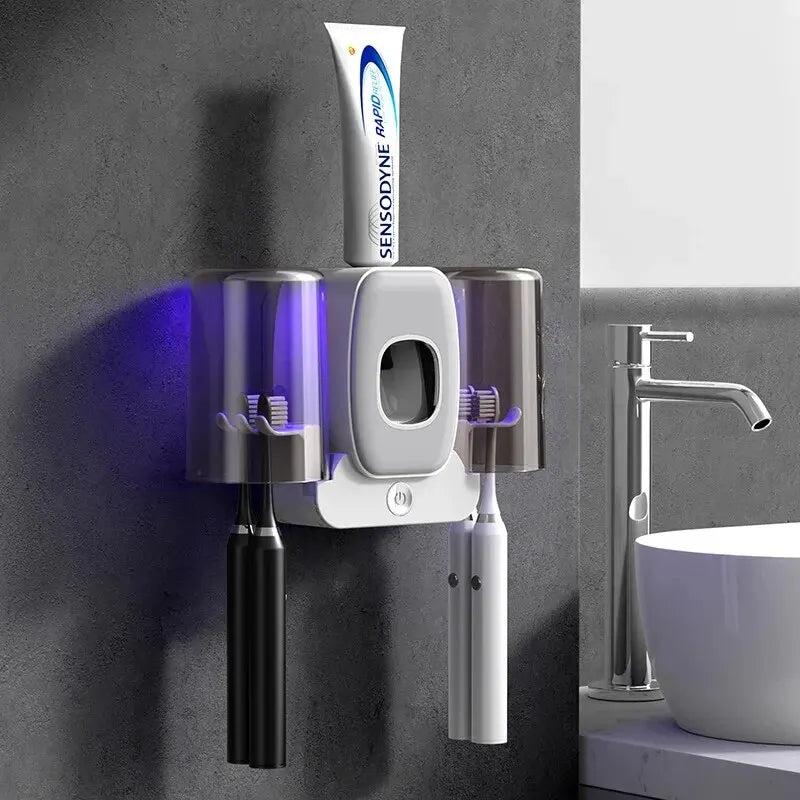 UV Zahnbürstenhalter mit Sterilisation und Zahnpastaspender