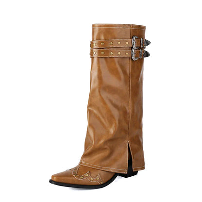 Western Stiefel Damen Spitze Kappe Nieten