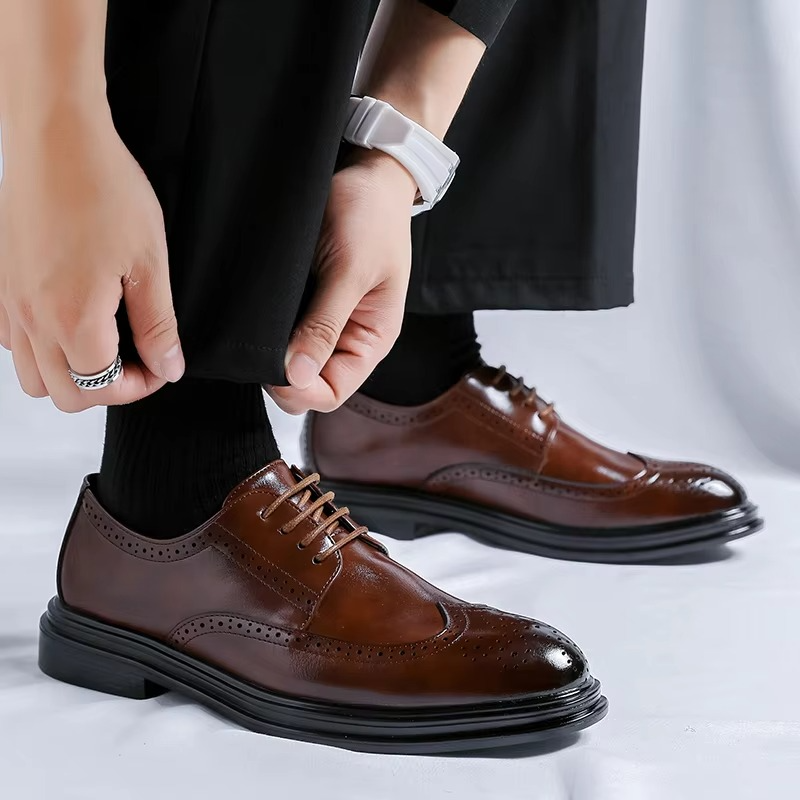 Herrenschuhe Flügelspitze Klassisch Schwarze Business Schuhe