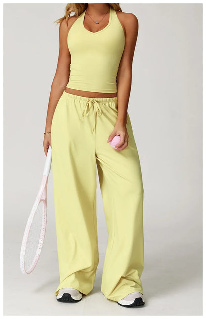Damen Lounge Set Halter Top Crop Oberteil Bequem