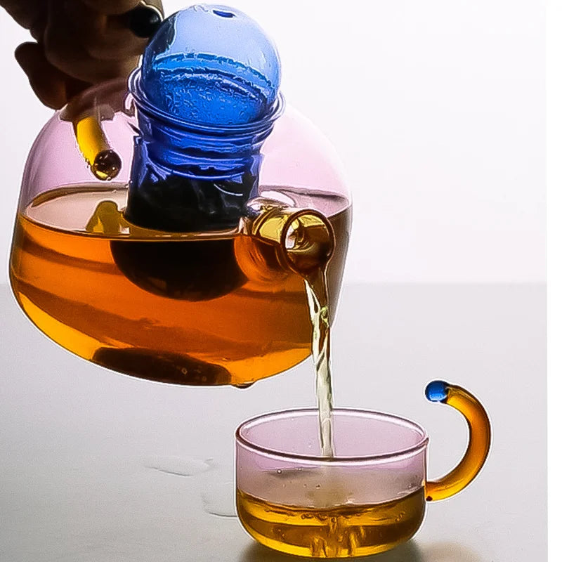Glas Teeset Kontrast Farben Modern