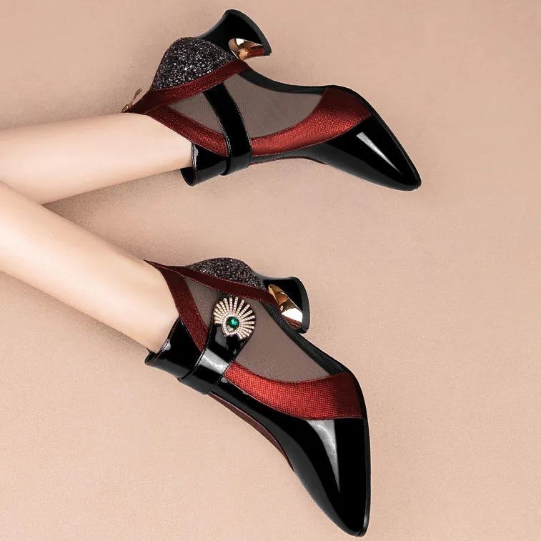 Stiletto Knöchelstiefel High Heel Damen Schuhe Glitter
