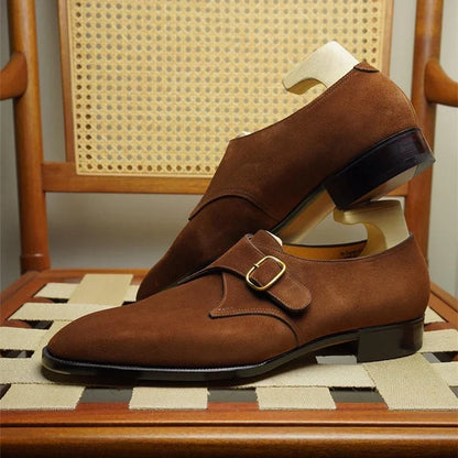 Herrenschuhe Dunkelbraun Wildleder Elegante Schnürschuhe