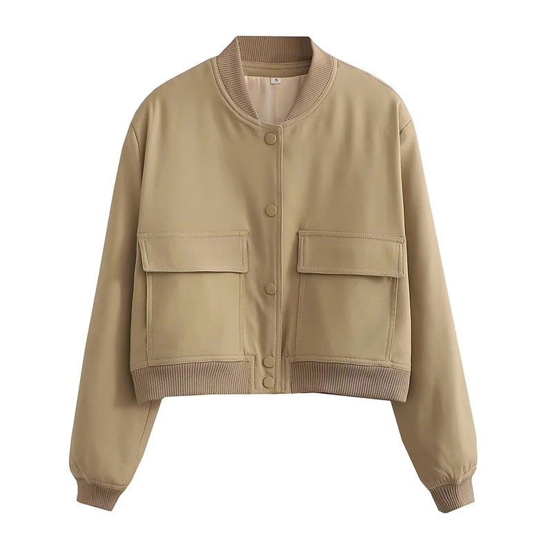 Damen Kurzjacke Streetwear Knopfleiste Modern