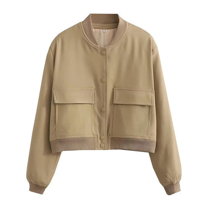 Damen Kurzjacke Streetwear Knopfleiste Modern