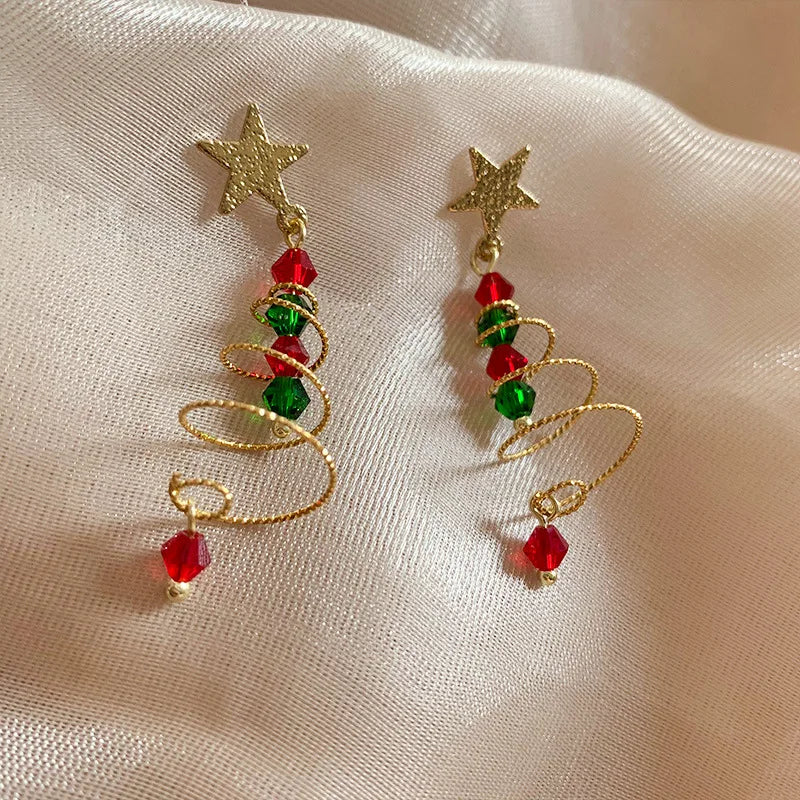 Weihnachtsbaum Ohrringe Spiral Dangle Glitzer - BerlinGlamour