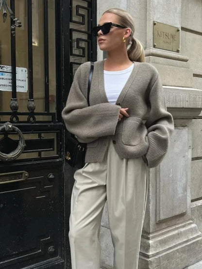 Damen Strickjacke Langarm Stilvoll Modern