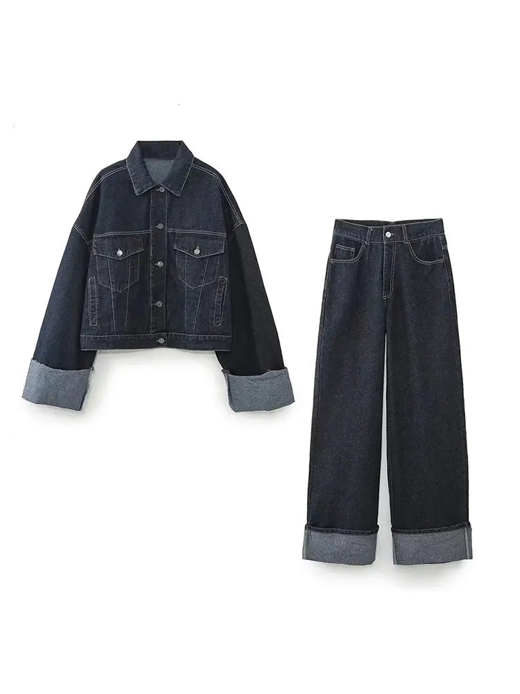 Damen Frühjahrssatz mit Cropped-Jacke und Hose