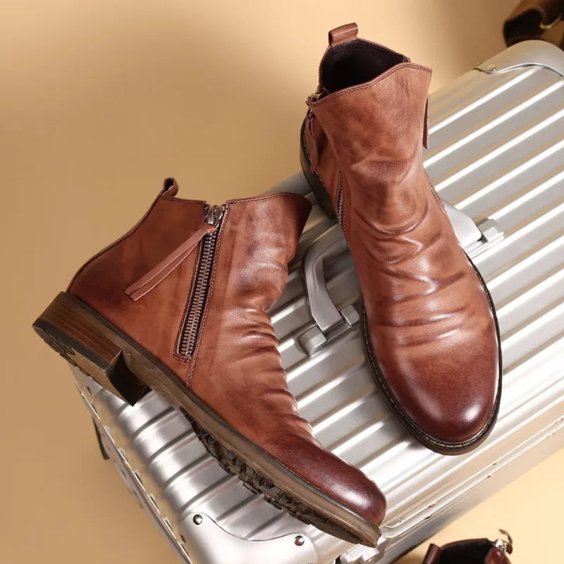 Herren Chelsea Stiefel Echtleder Schwarz Elegant - BerlinGlamour