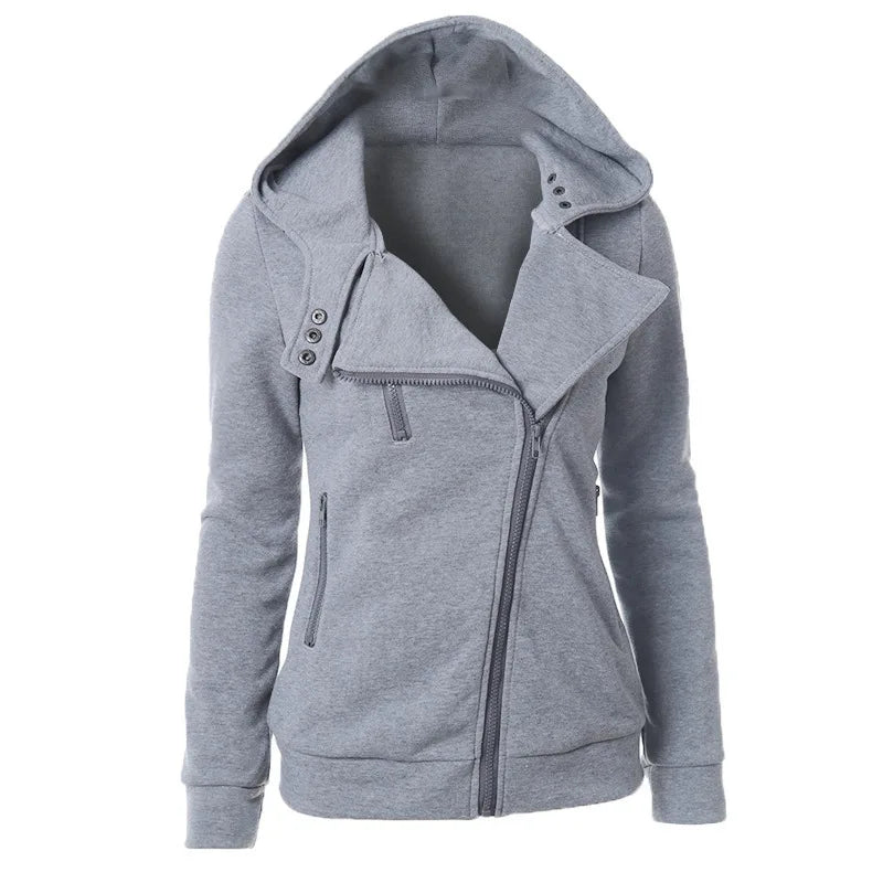 Damen Fleecepullover mit asymmetrischem Reißverschluss von BerlinGlamour
