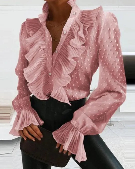 Frauenbluse Rüschen Langarm Elegante Bluse
