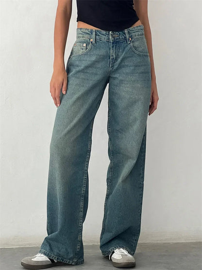 Weite Damen-Jeans Vintage-Stil Relaxed Fit