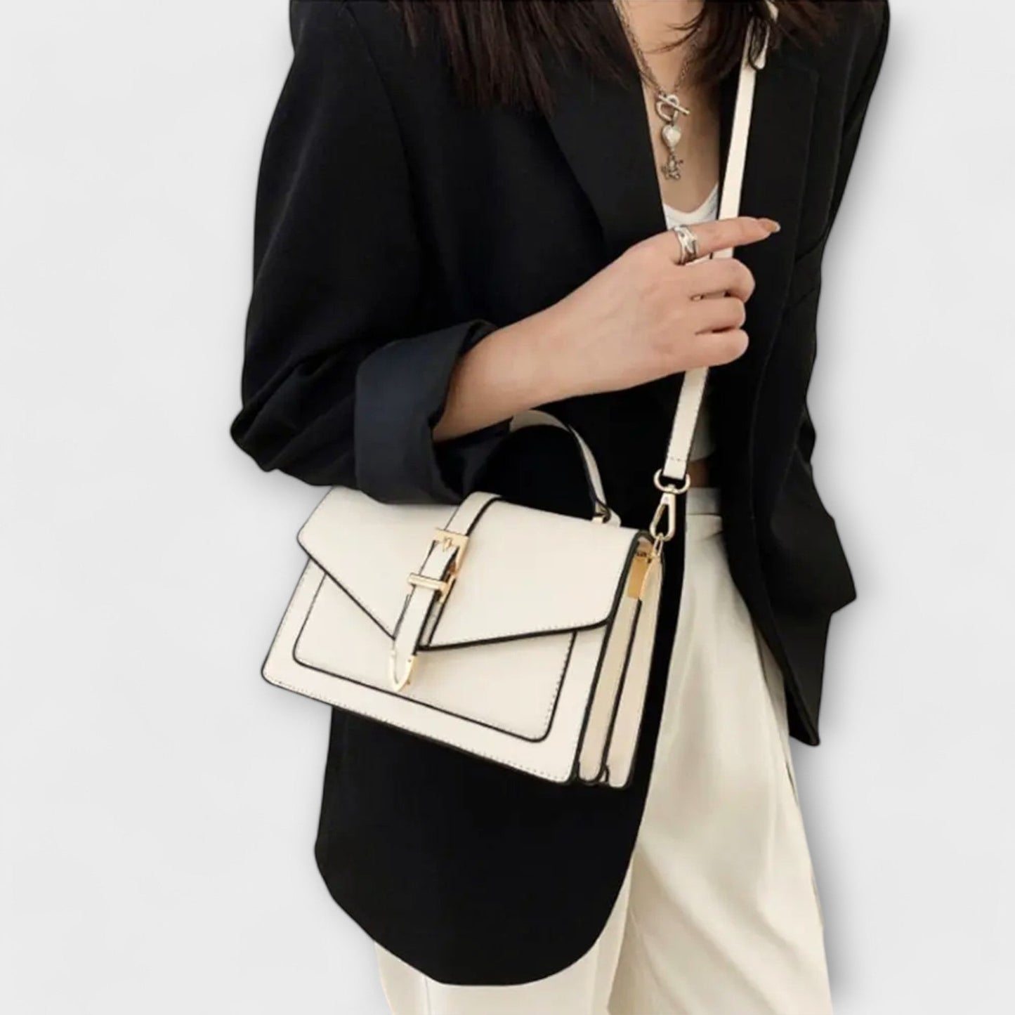 Damen Schultertasche Elegante Leder Struktur