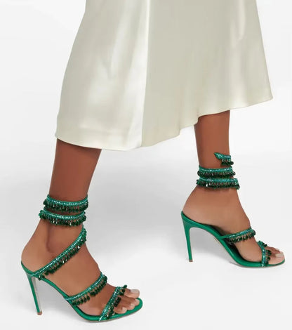 Damen Sandalen Hochhackig mit Knöchelriemen Elegant