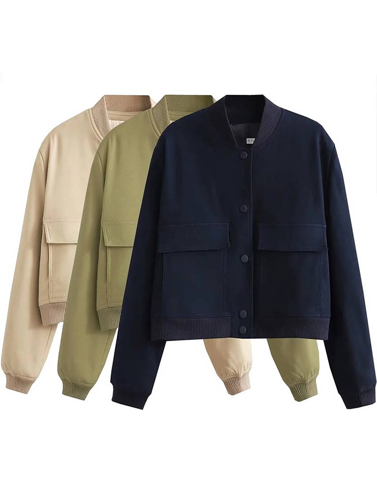 Damen Kurzjacke Streetwear Knopfleiste Modern