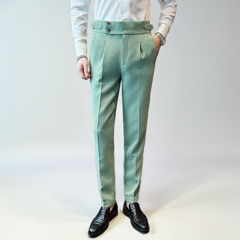 Herrenhose kariert mit hoher Bund und Komfort - BerlinGlamour