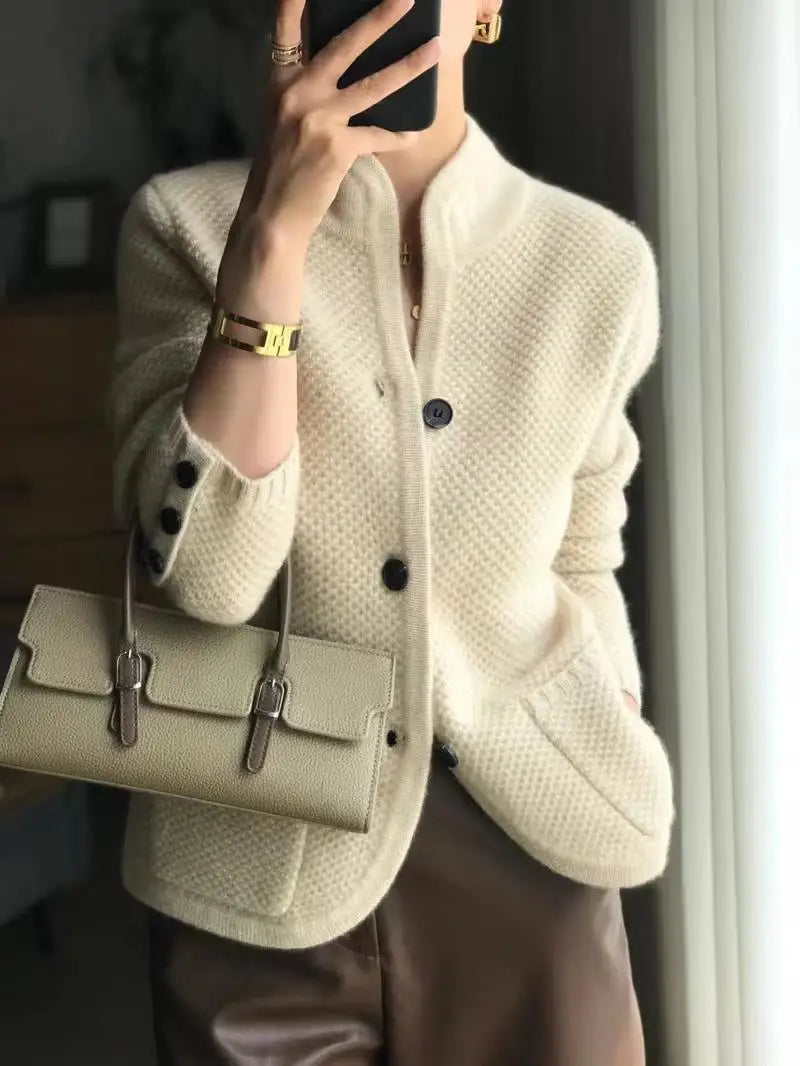 Damen Cardigan Winter Knopfleiste Lang