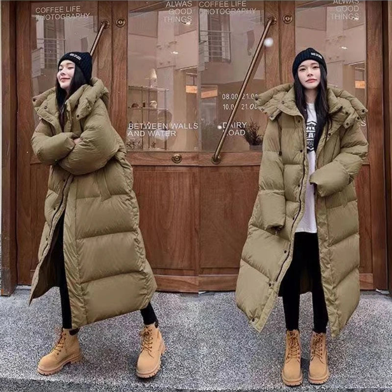 Lange Daunenjacke Damen Stil Mit Kapuze Warm - BerlinGlamour