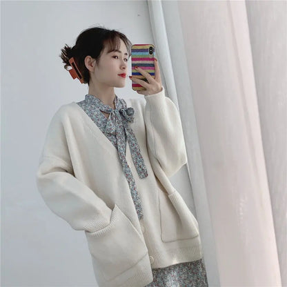 Frauen Strickjacke Klassisch Zeitlos mit Knöpfen